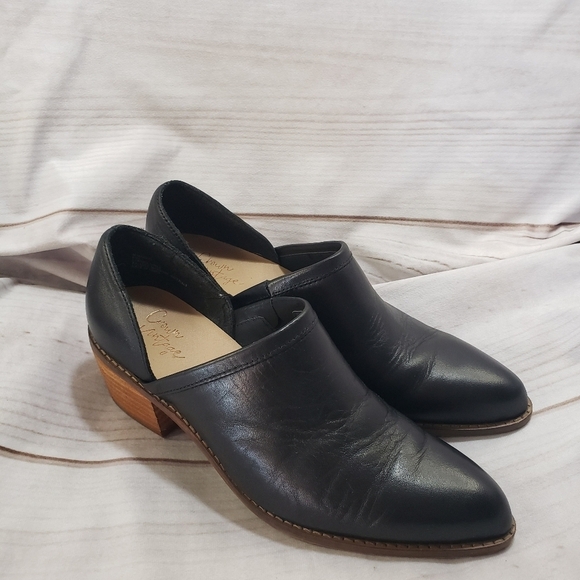 Crown Vintage Black Leather Booties Open Side Womens 6.5 Morrison - Picture 1 of 11